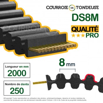 Le modèle de Courroie pour coupe STIGA 9585-0096-01 - 2000-S8M20DD-HQ