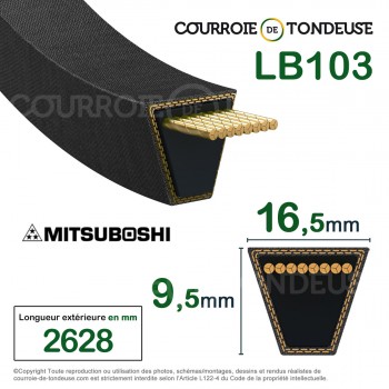 Le modèle de Courroie de coupe HONDA (GGP) 76182-758-L00 - LB103